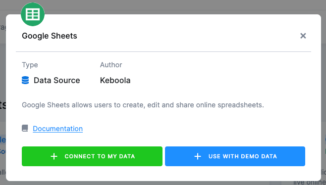 Screenshot - Find the Google Sheets data source